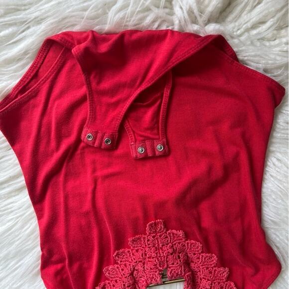 INTIMATELY FREE PEOPLE GIA RED LACE TRIM BODYSUIT SIZE SMALL - Picture 4 of 7